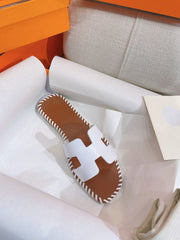 0RAN SANDAL Braided Calfskin WHITE