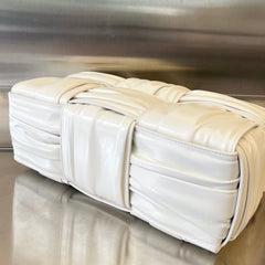 SMALL ARCO TOTE 30 IN WHITE SOFT LAMBSKIN