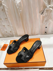 0ASIS SANDALS BLACK LAMBSKIN ATTACH CRYSTAL