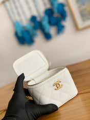 CC MINI 10 VANITY IN WHITE CALFSKIN GOLD HARDWARE