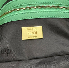 BAGUETTE WITH FF MOTIF 27 IN DE YORK GREEN SOFT LAMBSKIN GOLD HARDWARE