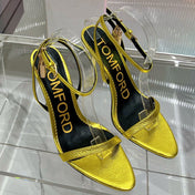 PADLOCK HIGH HEEL 10 CM SANDAL IN LIGHT GOLD SHEEPSKIN