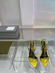 PADLOCK HIGH HEEL 10 CM SANDAL IN LIGHT GOLD SHEEPSKIN