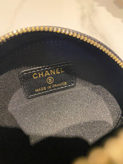 CC MINI 12 ROUND CHAIN BAG IN BLACK CALFSKIN GOLD HARDWARE