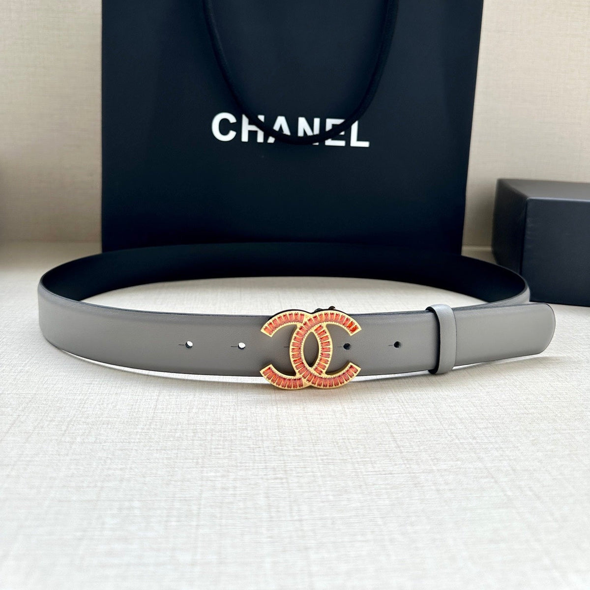 CHANEL 25S BELT 30 MM IN GREY CALFSKIN 616964