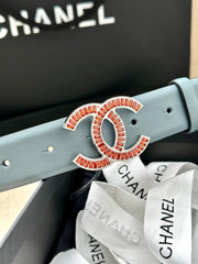 CHANEL 25S BELT 30 MM IN LIGHT STEEL BLUE CALFSKIN 616966