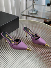 HIGH PUMP MULE 7 CM IN IRIS PURPLE CALFSKIN