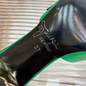 HIGH PUMP MULE 7 CM IN EMERALD GREEN CALFSKIN