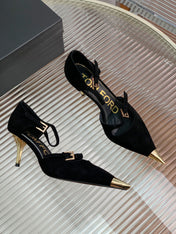 MARY JANE PUMP 7 CM IN BLACK SUEDE