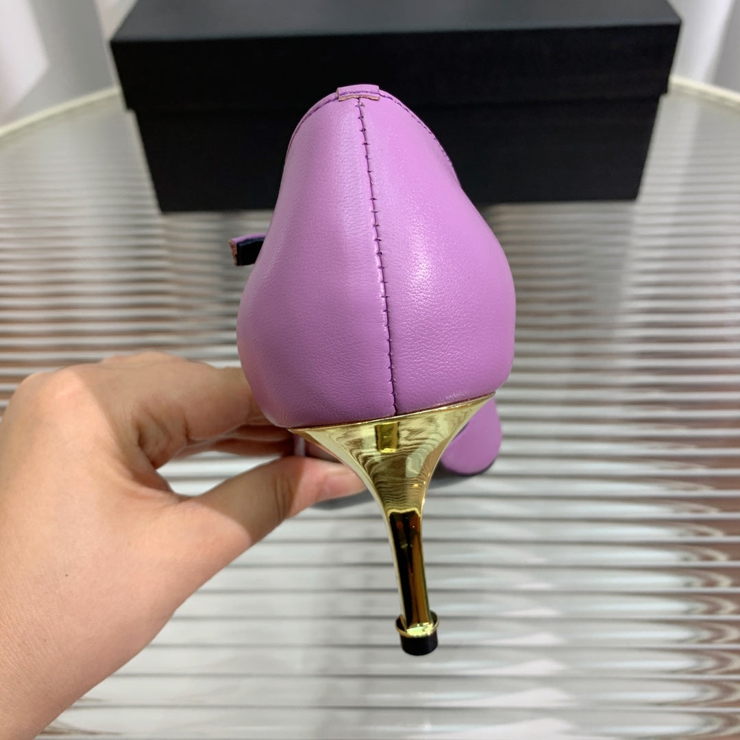 MARY JANE PUMP 7 CM IN IRIS PURPLE CALFSKIN