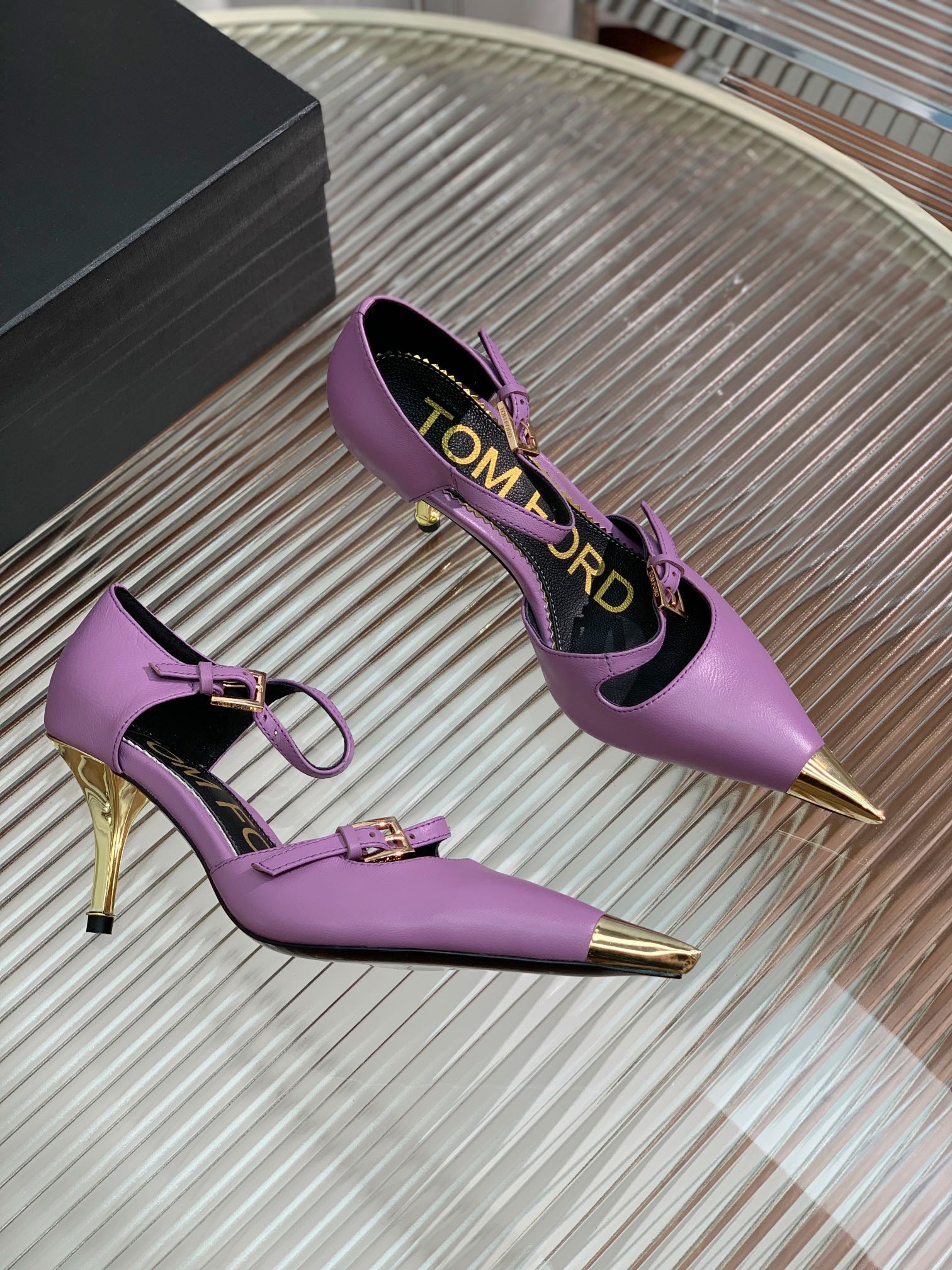 MARY JANE PUMP 7 CM IN IRIS PURPLE CALFSKIN