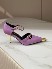 MARY JANE PUMP 7 CM IN IRIS PURPLE CALFSKIN
