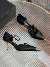 MARY JANE PUMP 7 CM IN BLACK CALFSKIN