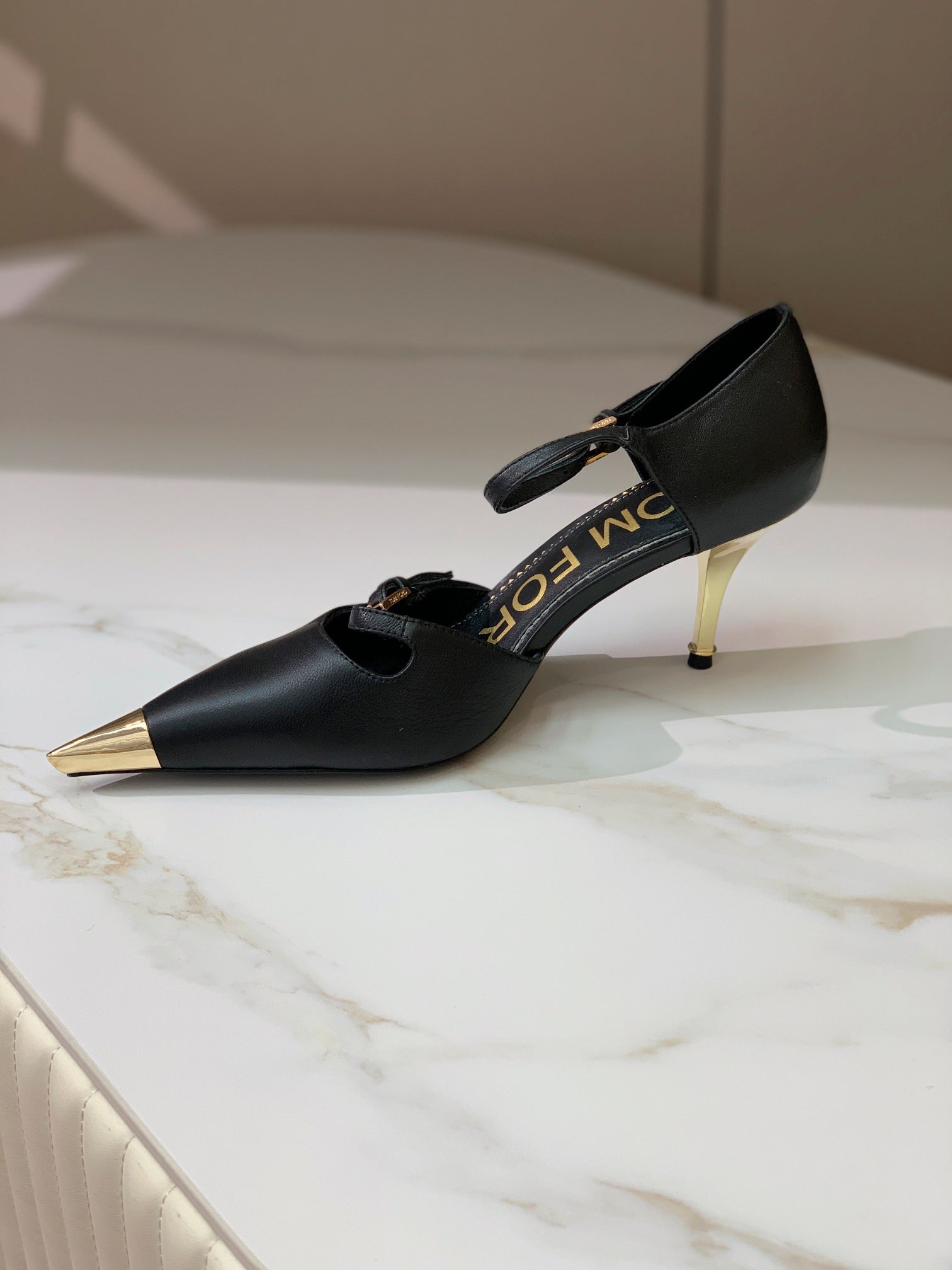 MARY JANE PUMP 7 CM IN BLACK CALFSKIN