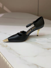 MARY JANE PUMP 7 CM IN BLACK CALFSKIN