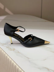 MARY JANE PUMP 7 CM IN BLACK CALFSKIN
