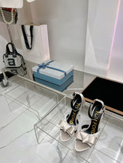 HIGH HEELS 11 CM IN GRAY PASTEL PURE SILK AND LAMBSKIN