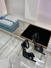 HIGH HEELS 11 CM IN BLACK PURE SILK AND LAMBSKIN