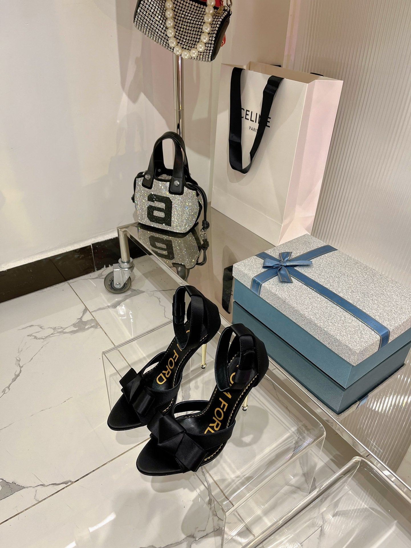 HIGH HEELS 11 CM IN BLACK PURE SILK AND LAMBSKIN