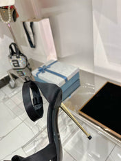 HIGH HEELS 11 CM IN BLACK PURE SILK AND LAMBSKIN