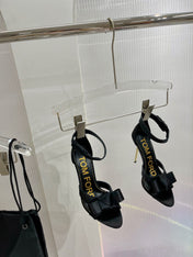 HIGH HEELS 11 CM IN BLACK PURE SILK AND LAMBSKIN