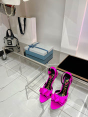 HIGH HEELS 11 CM IN BRIGHT PINK PURE SILK AND LAMBSKIN