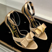 HIGH HEELS 11 CM IN FAWN GOLD PURE SILK AND LAMBSKIN