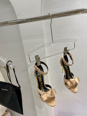 HIGH HEELS 11 CM IN FAWN GOLD PURE SILK AND LAMBSKIN