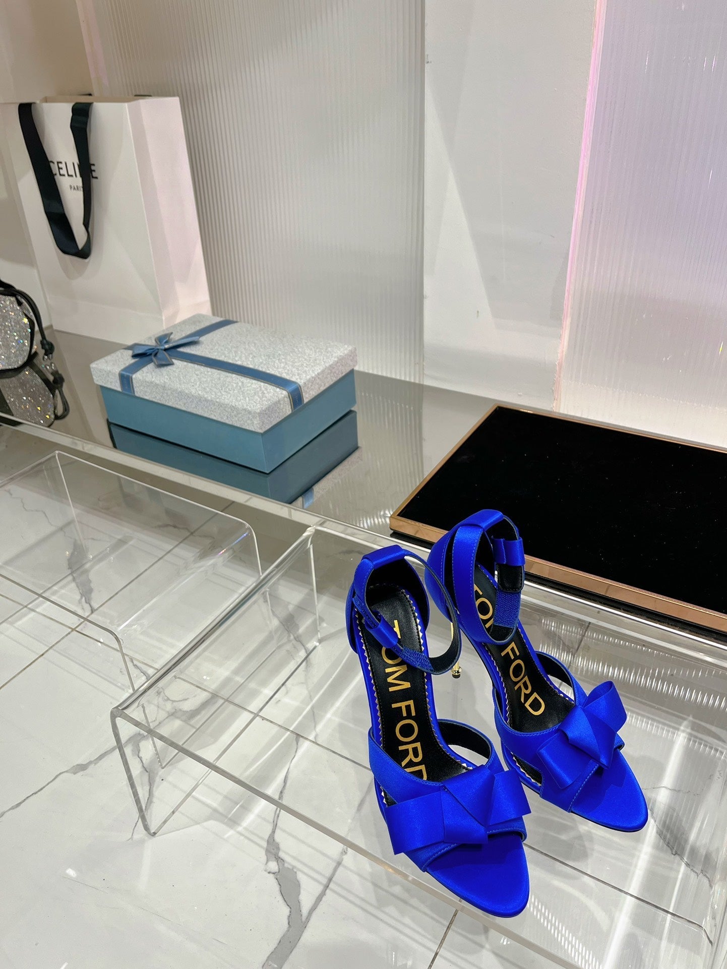 HIGH HEELS 11 CM IN COBALT BLUE PURE SILK AND LAMBSKIN