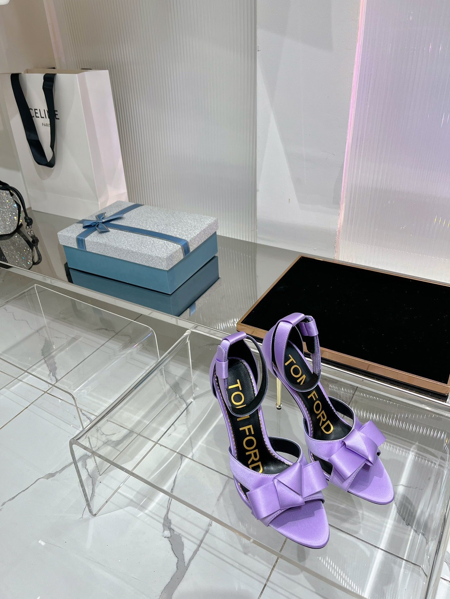 HIGH HEELS 11 CM IN IRIS PURPLE PURE SILK AND LAMBSKIN