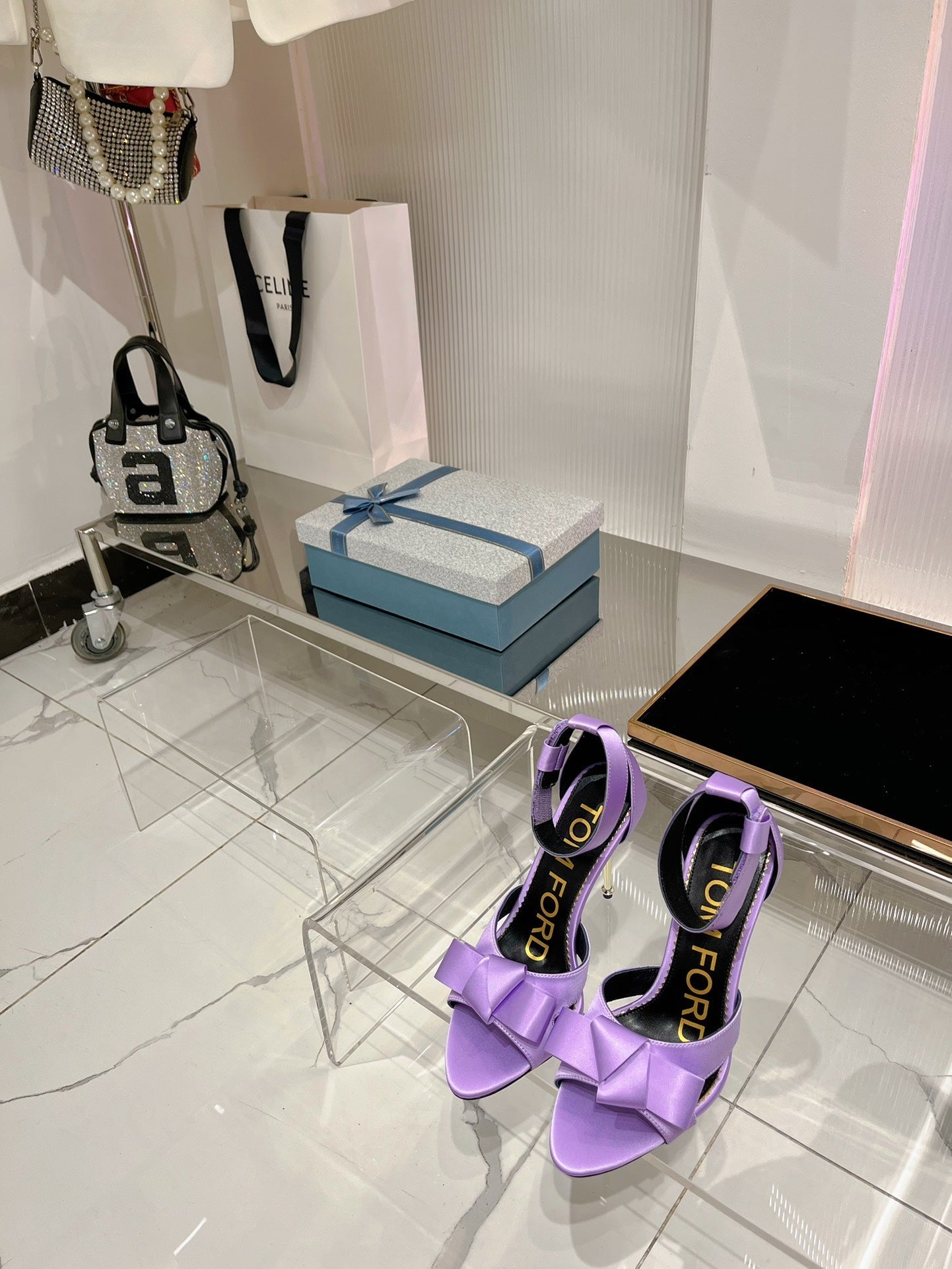 HIGH HEELS 11 CM IN IRIS PURPLE PURE SILK AND LAMBSKIN