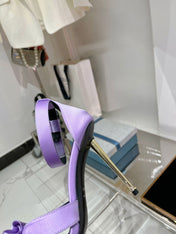 HIGH HEELS 11 CM IN IRIS PURPLE PURE SILK AND LAMBSKIN