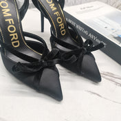 SLINGBACK PUMPS 10 CM IN BLACK SILK AND SUEDE