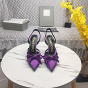 SLINGBACK PUMPS 10 CM IN PALATINATE PURPLE SILK AND SUEDE