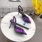 SLINGBACK PUMPS 10 CM IN PALATINATE PURPLE SILK AND SUEDE