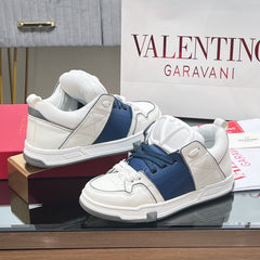 VALENTINO 25S GARAVANI OPEN SKATE SNEAKERS IN WHITE MIX DARK BLUE LAMBSKIN STYLE 17