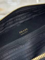 MESSENGER BAG 22 IN OCADO GREEN AND BLACK EMBROIDERED FABRIC GOLD HARDWARE