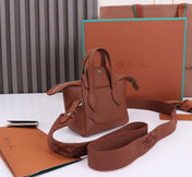 NANO SMILE BAG 18 IN UMBER BROWN CALFSKIN