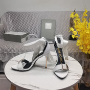 HIGH HEEL 10 CM IN WHITE FABRIC AND LAMBSKIN