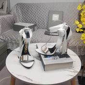 HIGH HEEL 10 CM IN WHITE FABRIC AND LAMBSKIN