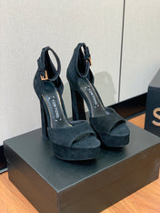 HIGH HEEL 14.5 CM SANDALS IN BLACK SUEDE