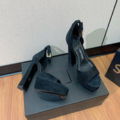 HIGH HEEL 14.5 CM SANDALS IN BLACK SUEDE