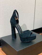 HIGH HEEL 14.5 CM SANDALS IN BLACK SUEDE