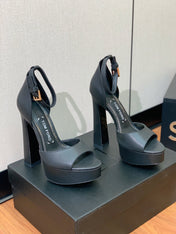 HIGH HEEL 14.5 CM SANDALS IN BLACK CALFSKIN