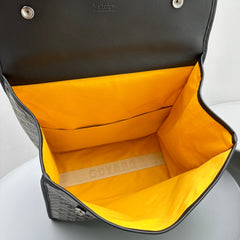 LEGER BACKPACK 37 IN BLACK GOYARDINE CANVAS WITH CALFSKIN TRIM