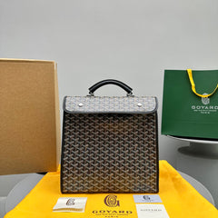 LEGER BACKPACK 37 IN BLACK GOYARDINE CANVAS WITH CALFSKIN TRIM