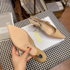 J'ADIOR SLINGBACK PUMPS IN BEIGE CALFSKIN