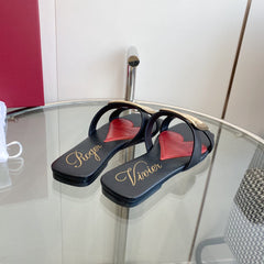 VIV' BY THE SEA LOVE METAL MULES IN BLACK CALFSKIN GOLD BUCKLE