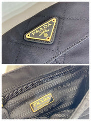 MINI QUILTED FLAP BAG 14 IN BLACK RE-NYLON FABRIC GOLD CHAIN