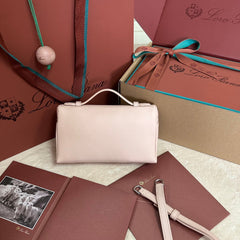 EXTRA POCKET L19 IN BLUSH PINK GRAINED CALFSKIN WITH SILVER HARDWARE